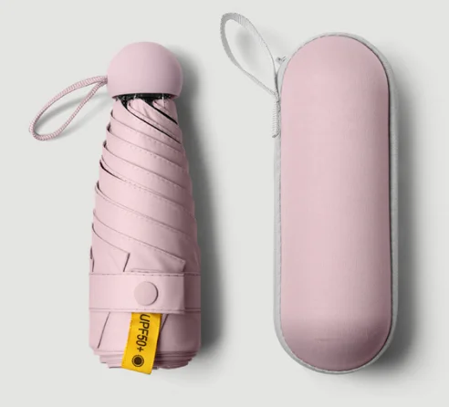 Sunday UV travel Portable super mini pocket compact capsule umbrella  five folding umbrella with case