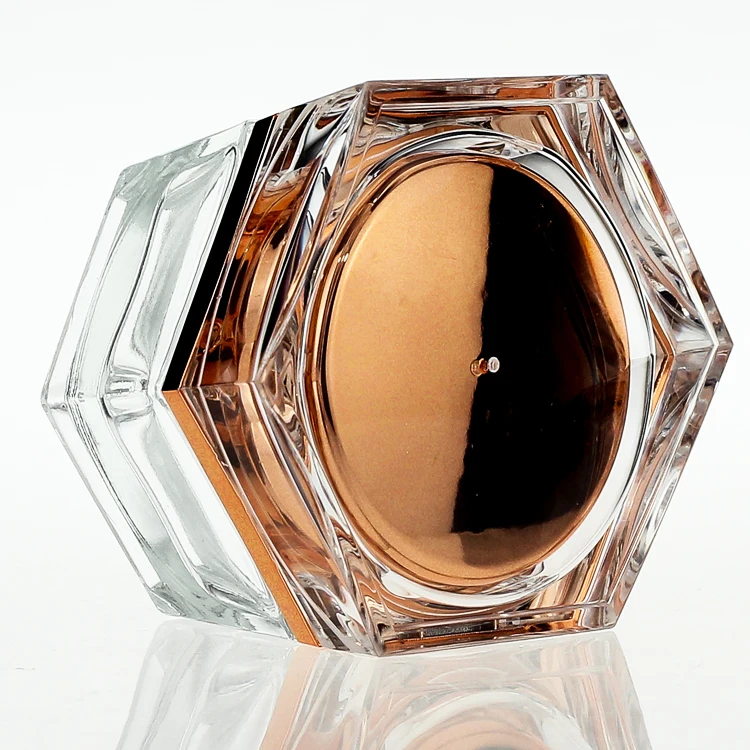 
unique clear hexagonal classy glass bottle jar set cosmetics containers and packaging luxury skin cream lotion bottles empty 