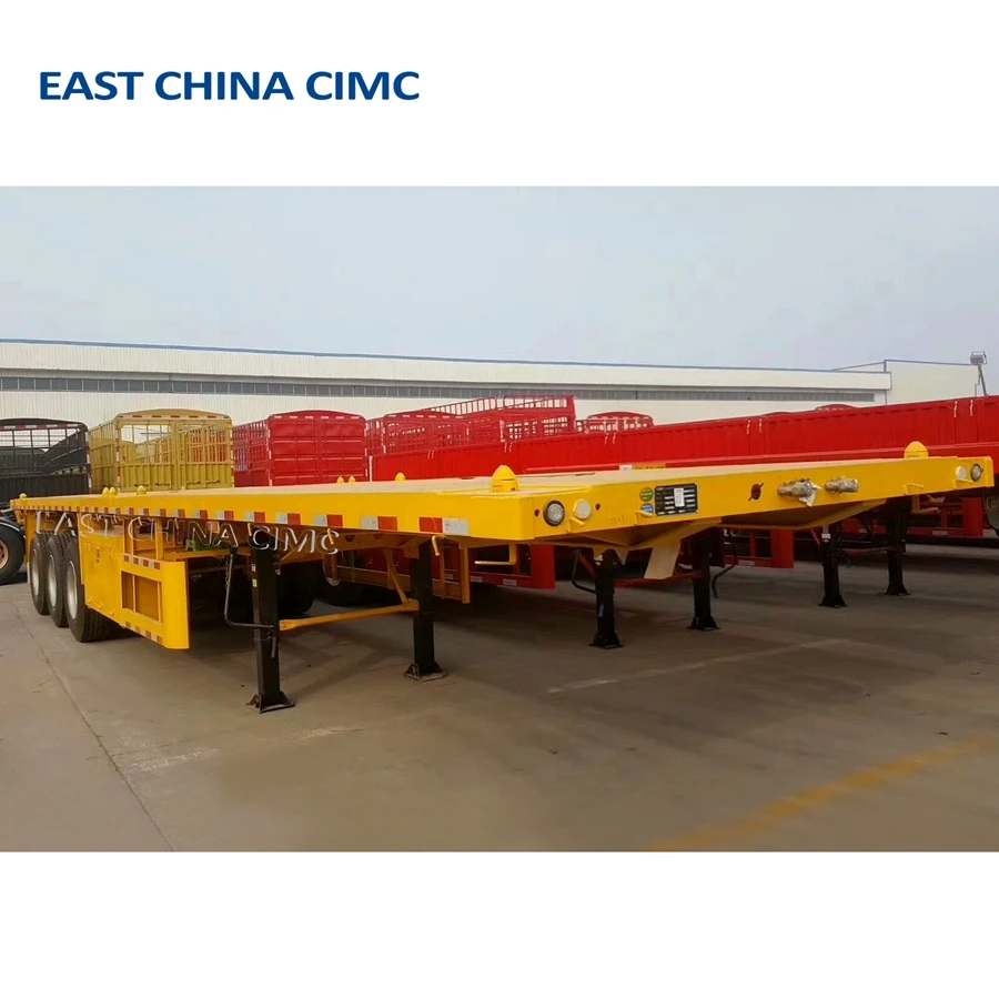 3 Axles 40ft Container Flatbed Trailer 30Tons Truck Semi Trailer For 20ft 53ft Containers With Twist Locks