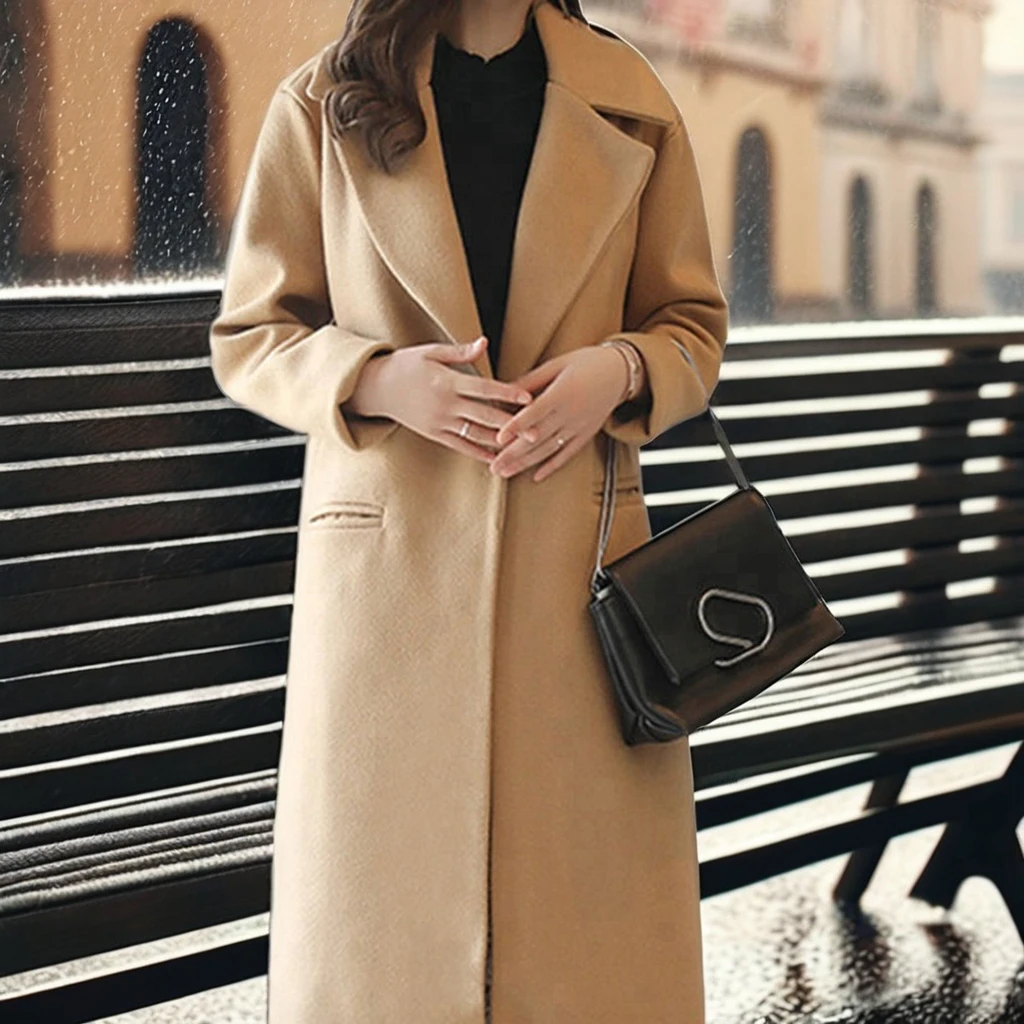 Boiled Woolen Long Cashmere Coats Overcoat Latest on Sale Desirable Luxuriant Ladies Women Adult Customized Logo Woven Trench