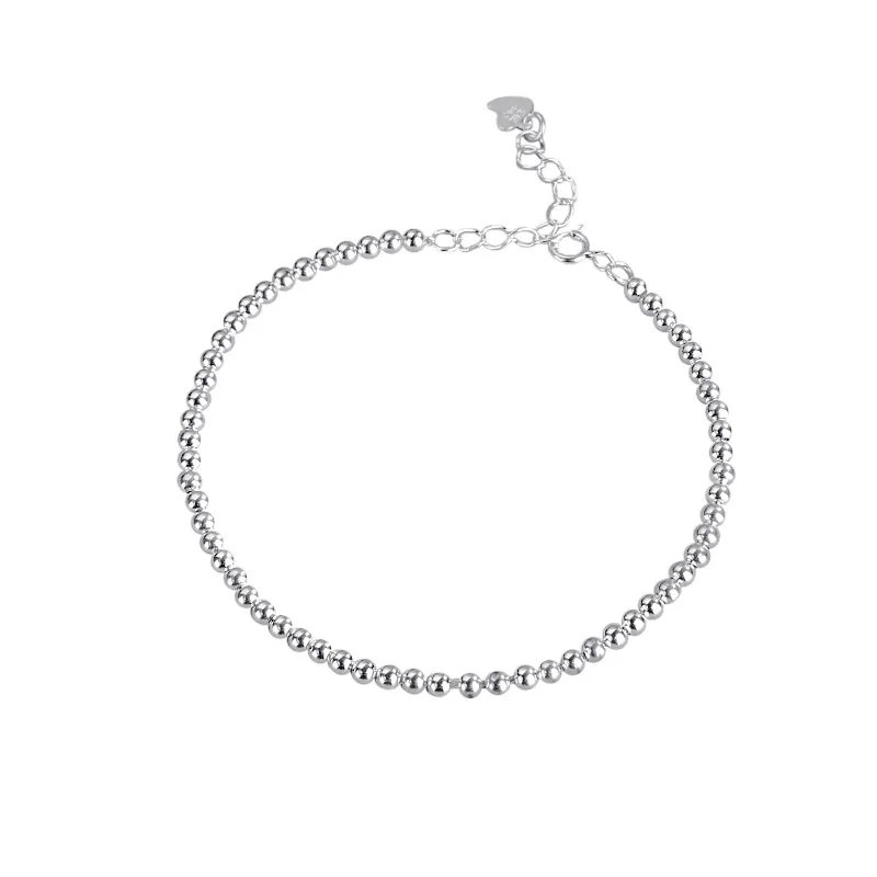 Fine 925 Sterling Silver Small Ball Beaded Bracelet Female Full Beads Simple Creative 925 Silver Bracelet Women Men Jewelry