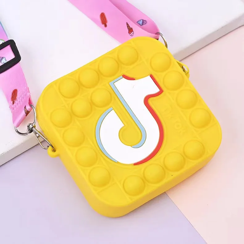 2021 Fashion Mini Crossbody Bag Cartoon Tik Tok Pattern Square Kids Coin Purses And Handbags Little Girls