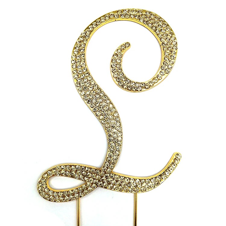 Wholesale Fashion Capital English Letters A To Z Crystal Rhinestone Cake Topper For Birthday Party Cake Decoration