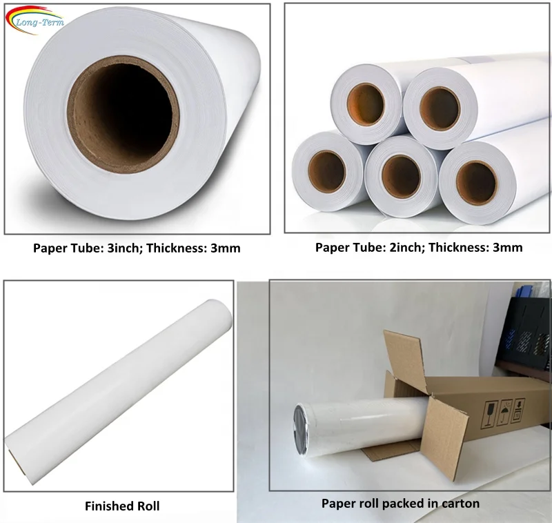 Fast Dry 63g 70g 80g 90g Heat Transfer Textile Printing Sublimation Paper with customized roll size