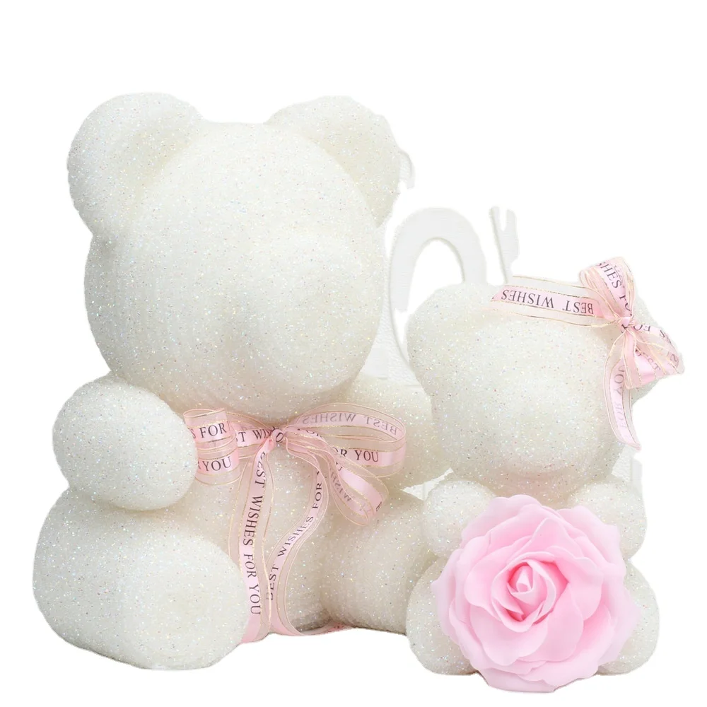 Valentine gift Sweet 25cm glitter bear rose diamond bear Pearl bear