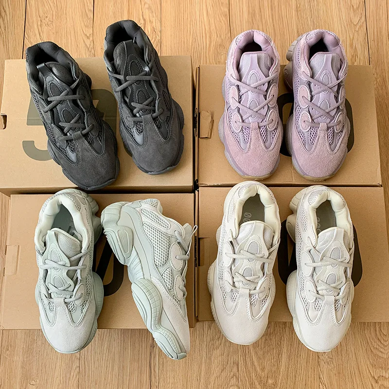 2022 Latest Design Custom Branded Yeezy Shoes Men Genuine Leather Sneakers Original High Quality Black Yeezy 500