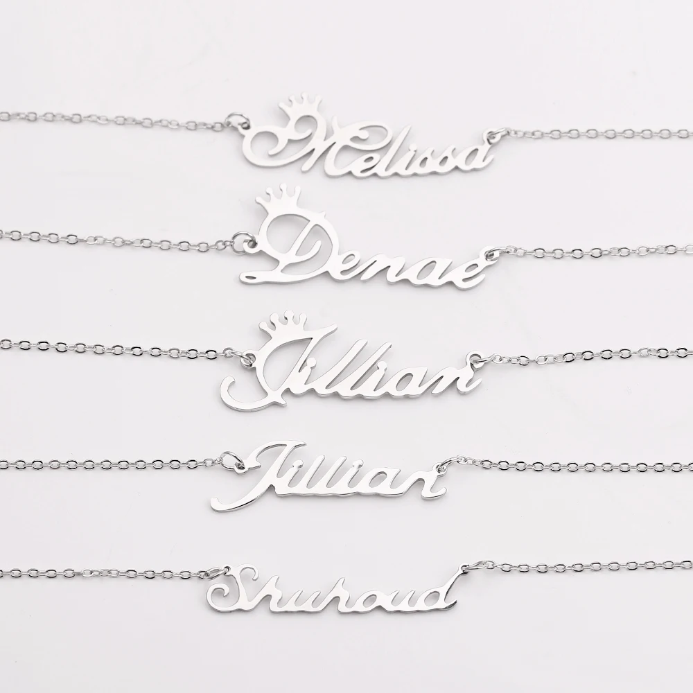 Stainless Steel Customized Name Necklace For Women Personalized Letter Pendant Nameplate Choker Necklace Jewelry Gift
