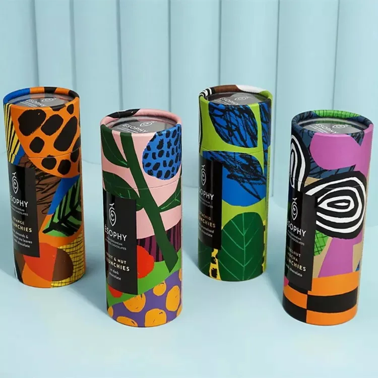 Sustainable Dry Fruits Almond Cylinder Packaging Paper Craft Box For Food Custom Chocolate Cake Boxes And Packaging