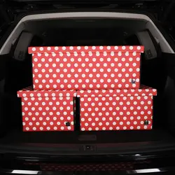 Car trunk storage box organizer with lid portable car storage stowing tidying fashion leather auto trunk box organizer