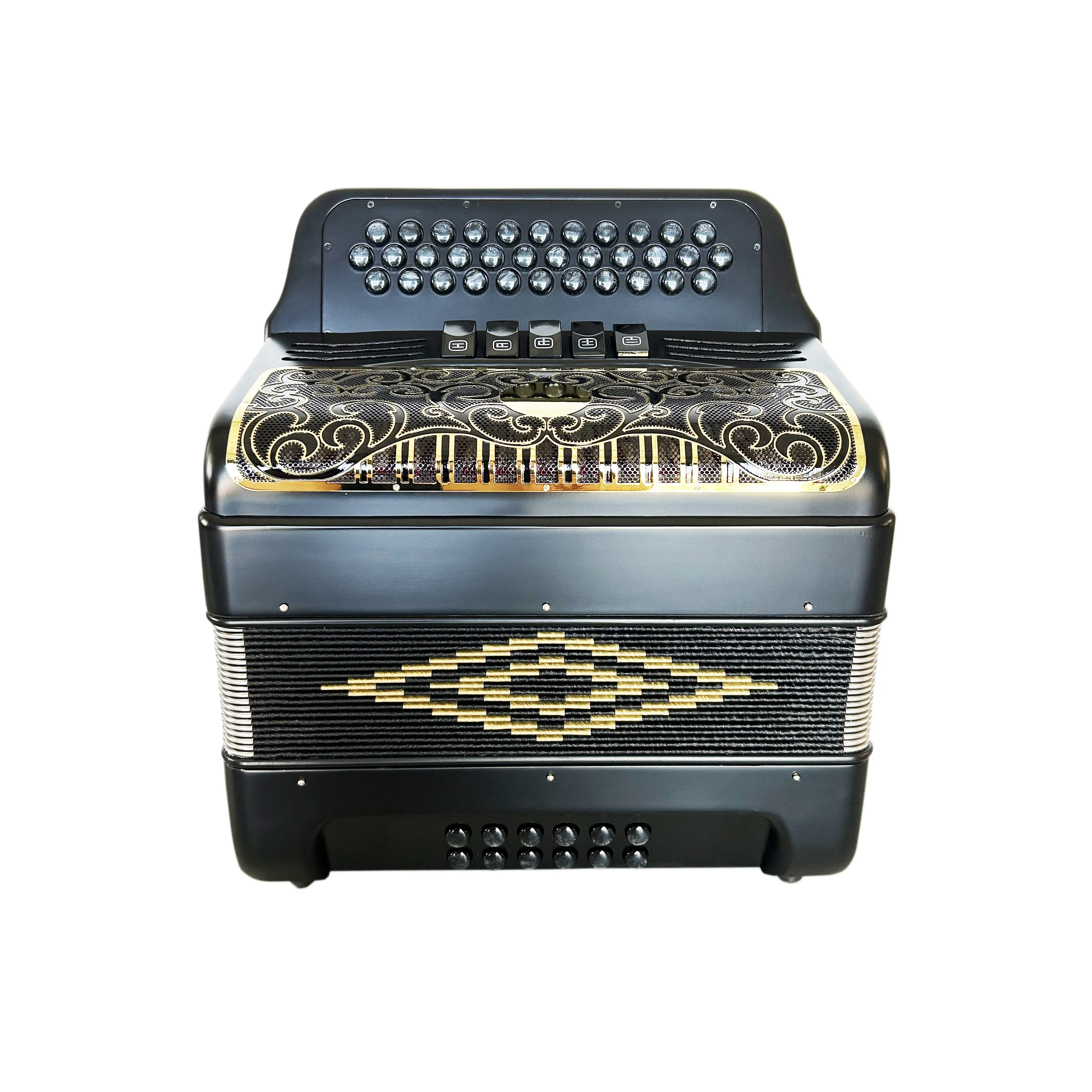 SEASOUND OEM 34 Buttons 12 Bass 5 Registers Matt Black Accordion Instrument Black Gold Grill Acordeon JB3412D