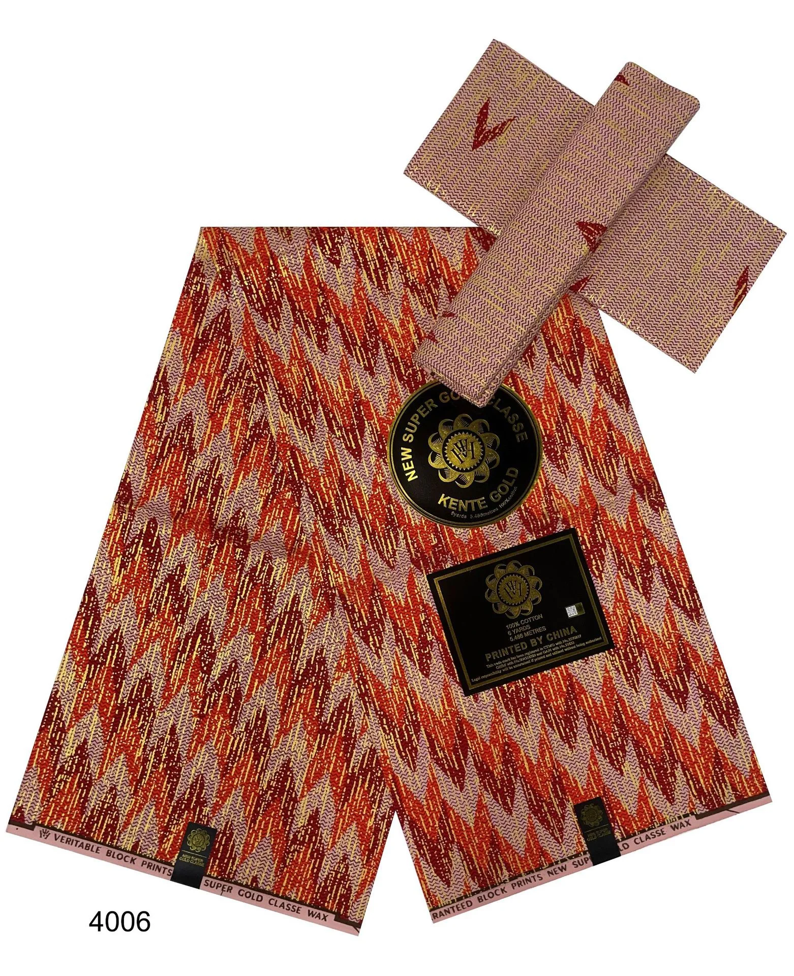 ACI 2+4Yards Ankara African Gold Fabric Real Wax Fabric 100% Cotton Material Nigeria Ghana Kente Style For Cloth Sewing