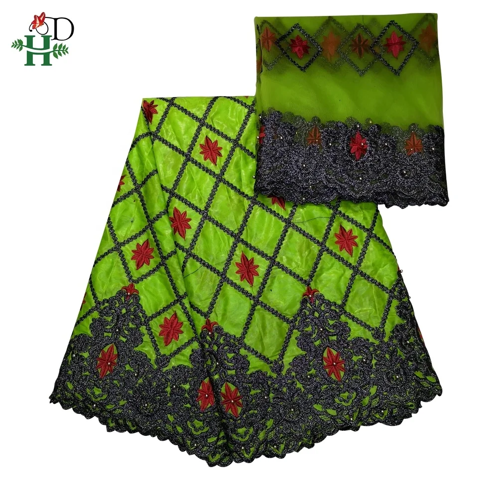 H & D Customization High quality 5+2 yards African embroidery French lace fabric Bazin brocade fabric