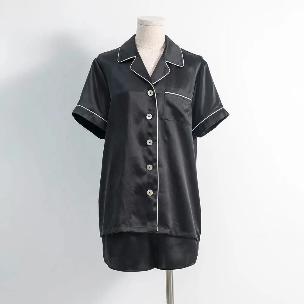 
2021 Wholesale High Quality Adult Short Sleeve Silk Pajamas Set For Women 