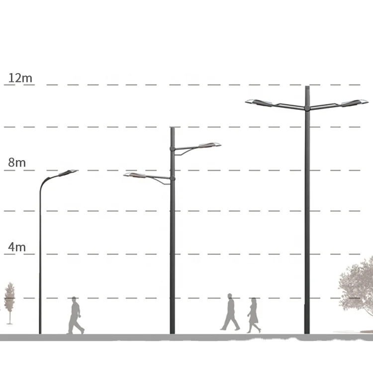 Galvanized Steel Street Lighting Poles 6m 15m 25m 30m 35m Tubular Steel Poles Parking Lot Light Pole