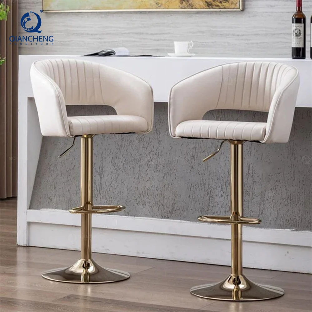 Modern Luxury Gas Lift Bar Chair with Swivel Adjustable Height Stool High Counter Backrest Home Cafe Hotel other bar furniture