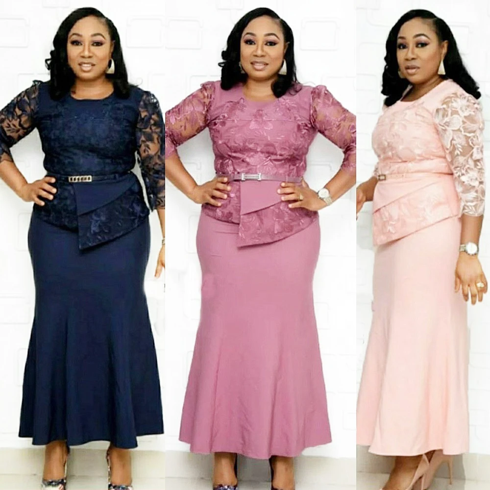 Лето 2023, лидер продаж, кружевные вечерние африканские женщины, большие размеры, свадебные полупрозрачные платья 5xl с рукавом до локтя, женское вечернее платье