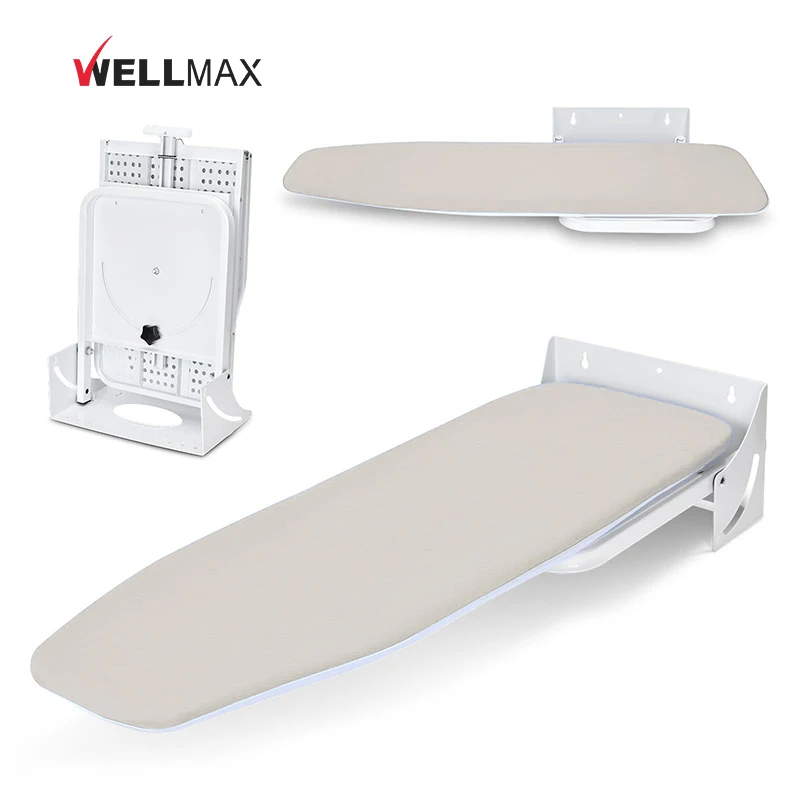 WELLMAX Wardrobe Wall Mounted Iron Table Board Folding Ironing Board With Heat Resistant Cover