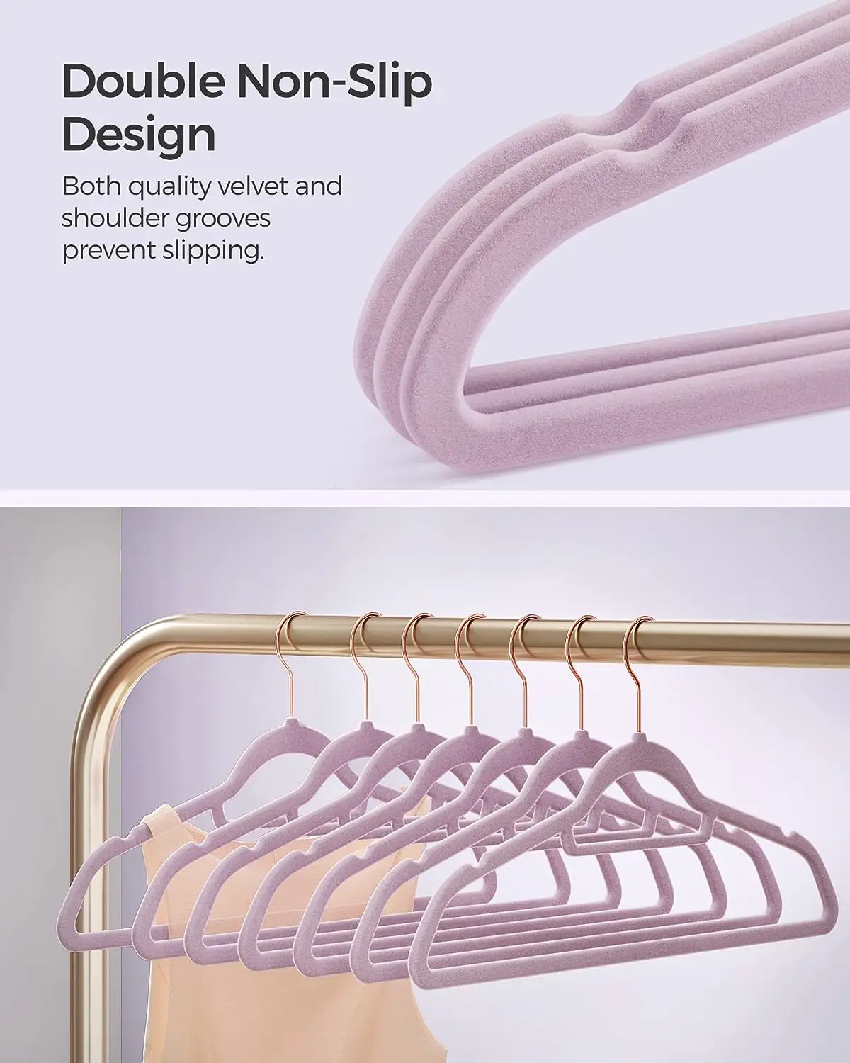 Modern High Quality Premium Durable Slim Non Slip Felt Coat Suit  Rose Gold Velvet Hangers Jackets Sweater violet Flocked Hanger