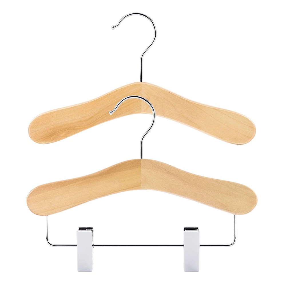 XUNZE Online Wholesale Natural Solid Durable Non-Slip Children Wooden Hangers For Clothes Display Rack Shop
