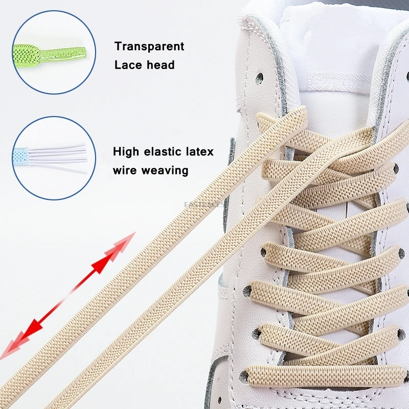 Flat Athletic No Tie Lazy Elastic Shoelaces Magnetic metal wire lock Shoe Laces Kids Adult Unisex Sneakers Lazy Shoe Laces