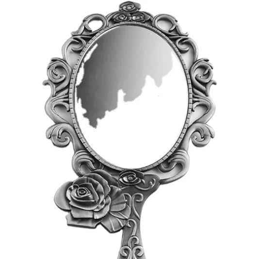 Custom hand held folding portable metal antique makeup mirror