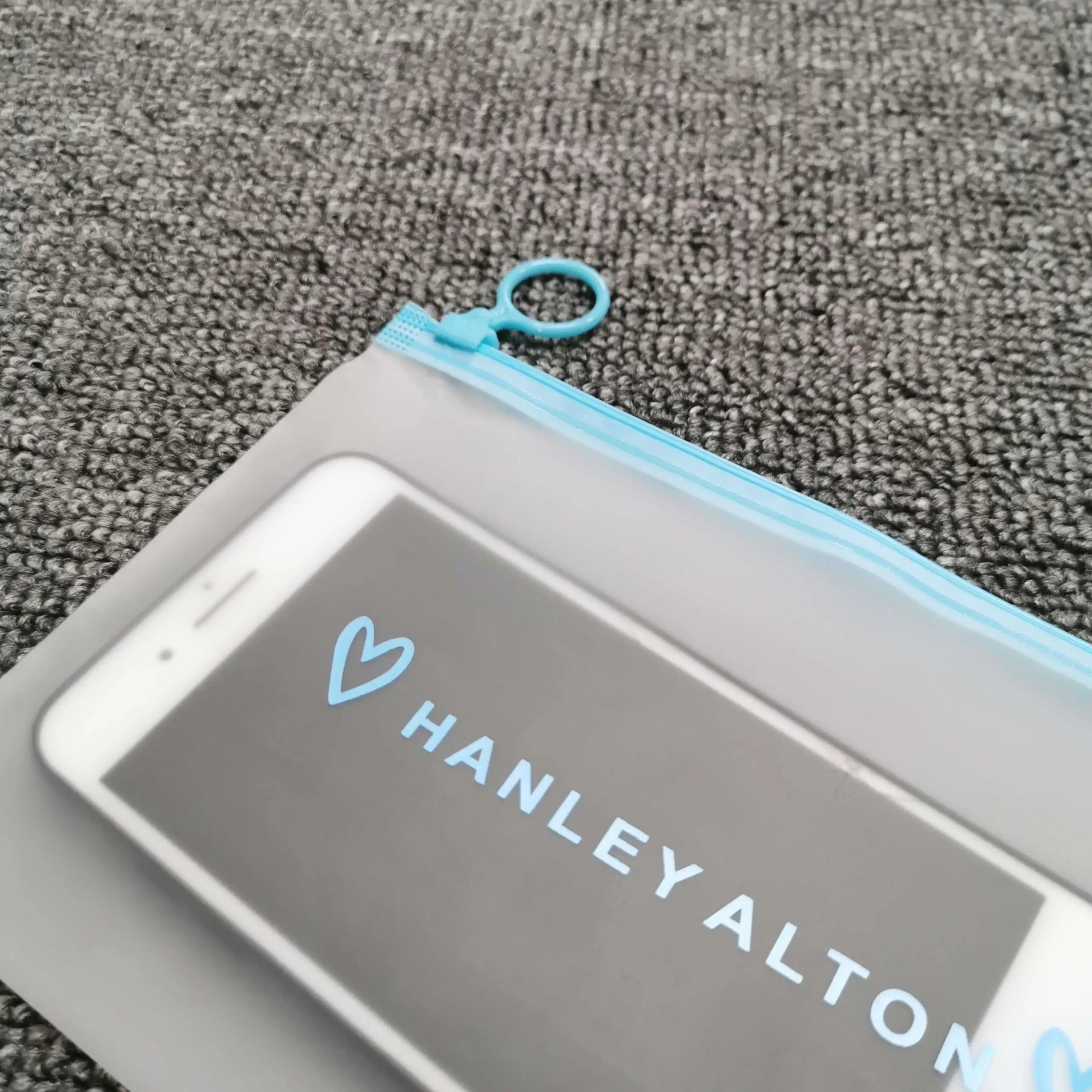 Eva/pe/pvc Ziplock Frosted Underwear Clothing Plastic Zipper Bag With Logo Blue zippered zip pocket With Circle Ring