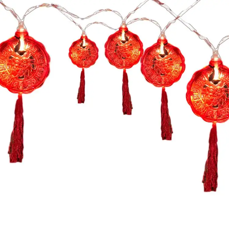 
LED Lantern Light String Garden Lamp String Without Battery Red Lantern Chinese Knot LED String Lights Wedding Decorations 