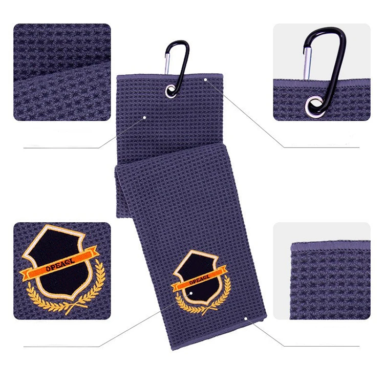Hot Sale Design Logo Printed Super Absorbent Microfiber Waffle Weave Magnetic Golf Towel