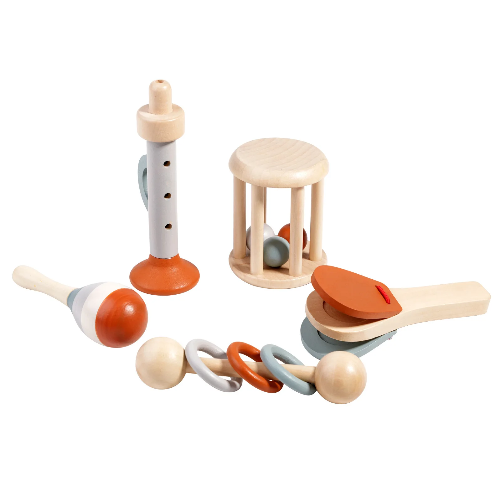 Factory Price Hand Grasping Bell Rattle Musical Instrument Educational Toy Infant Soothing Bed Bell Baby Wooden Toy