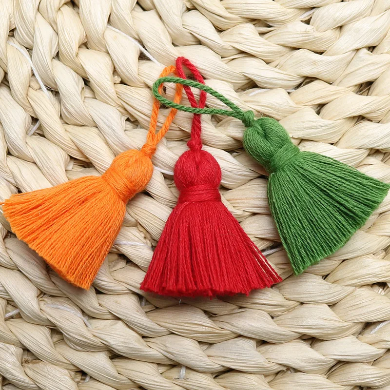 Colorful Cotton Tassel 3.5cm small Loop Tassel Curtain Fringe For Clothing Jewelry