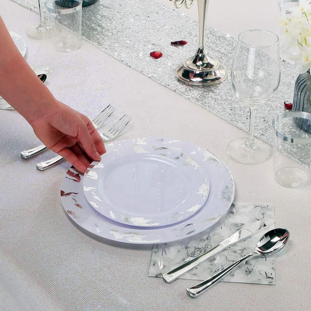 175pcs Best Price Holiday Clear Disposable Plastic Dinnerware sets