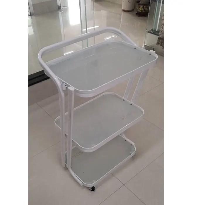 
Portable 4 wheels Heavy Material White Makeup Vanity Hair Beauty Salon Furniture Hairdressing Trolley 