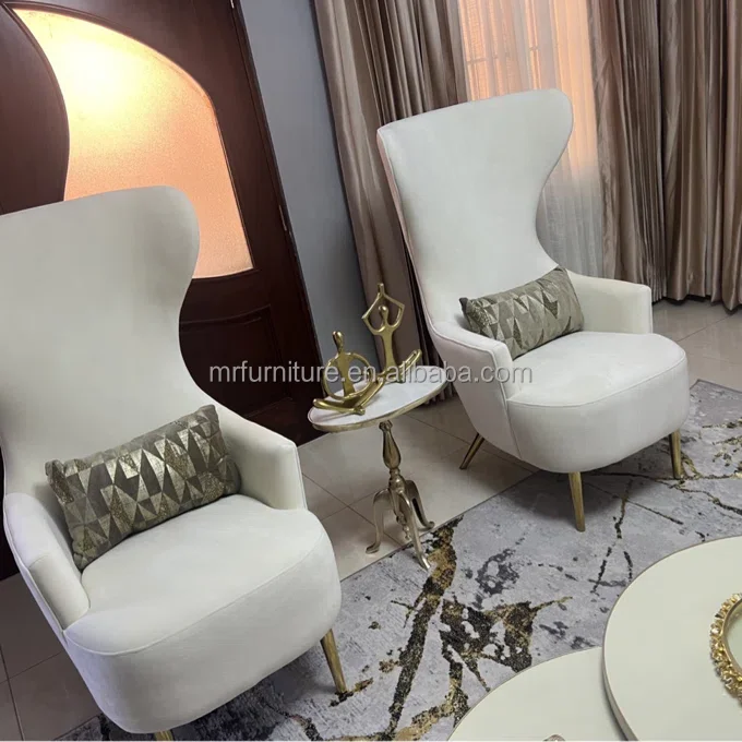 Hot Sale Luxury Living Room Chair Velvet Upholstery Leisure High Back Accent Chair For Home Hotel