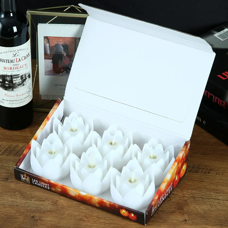 Z42 Lotus Lamps Electronic Buddhist Lights Battery Operated Buddha Flickering Warm White Lights Led Lotus Table Candles