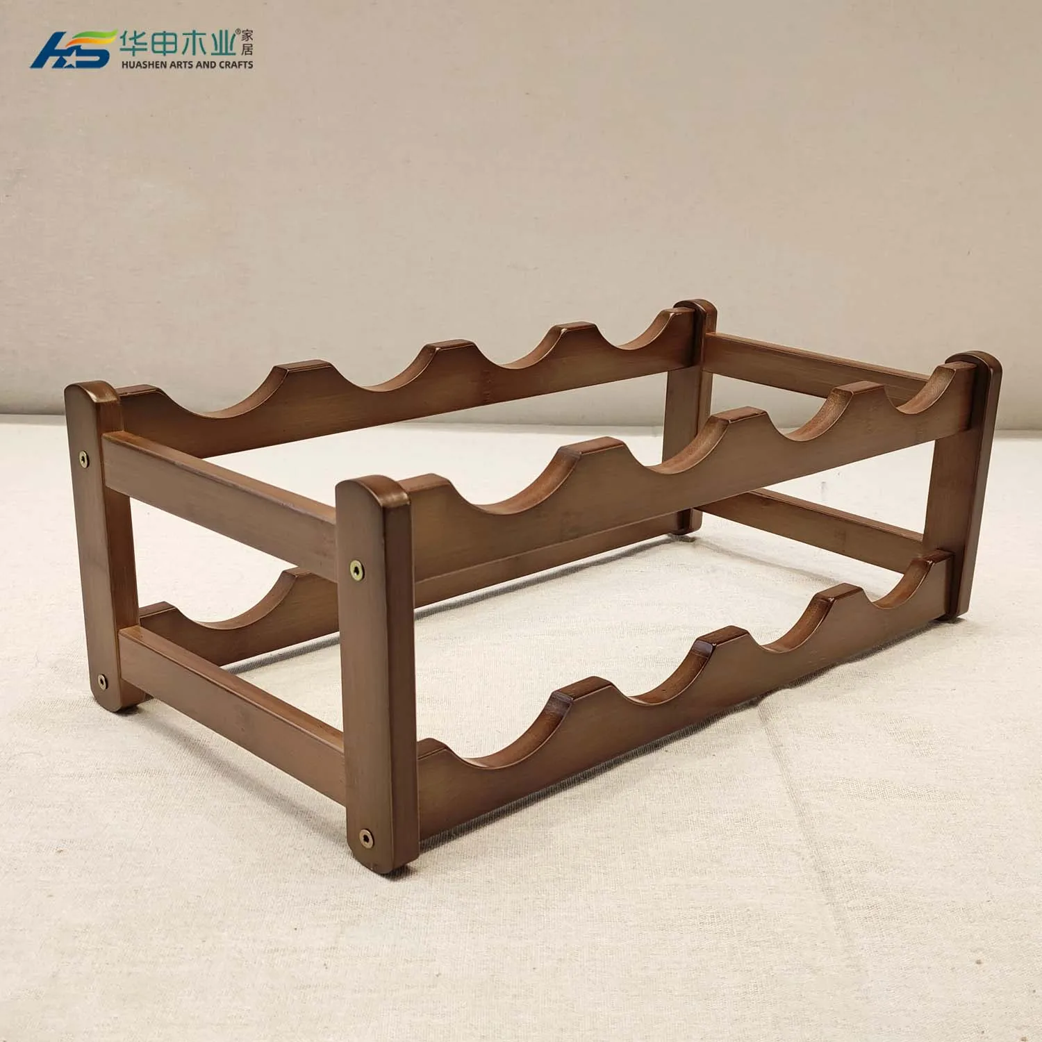 6 Bottles Wine Holder Rack Tabletop Wine Racks, Countertop Wine Bottles Organizer Stand Bamboo Material