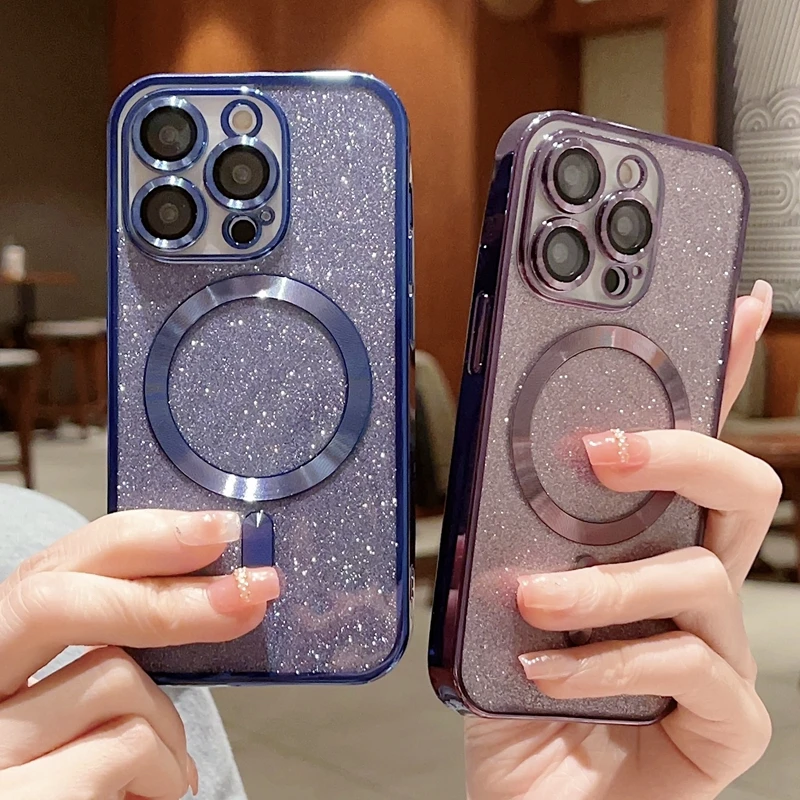 2023 Stylish Pretty Glitter Luxury Magnetic Mobile phone case For iPhone 14 13 12 11 Pro Max 14 Plus MagSafe Protective cover