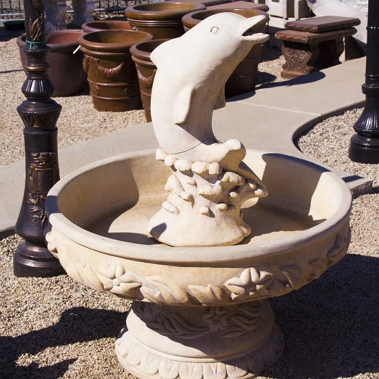 Outdoor Garden Dolphin Water Fountain For Decor