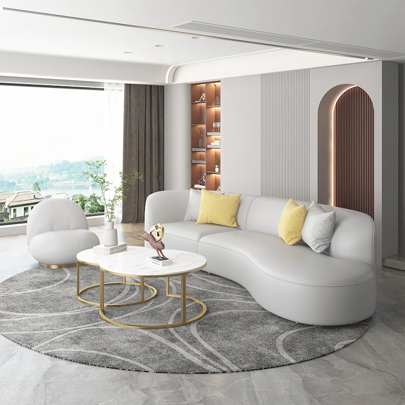 Nordic curved fabric sofa simple modern sofa for living room