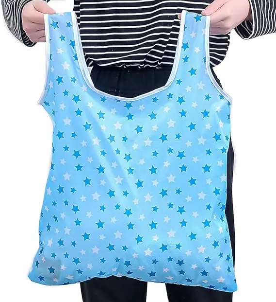 Custom Eco-friendly Carry Packaging Reusable Portable Polyester Tote Nylon Foldable Recycle Shopping Grocery Reusable Bag logo