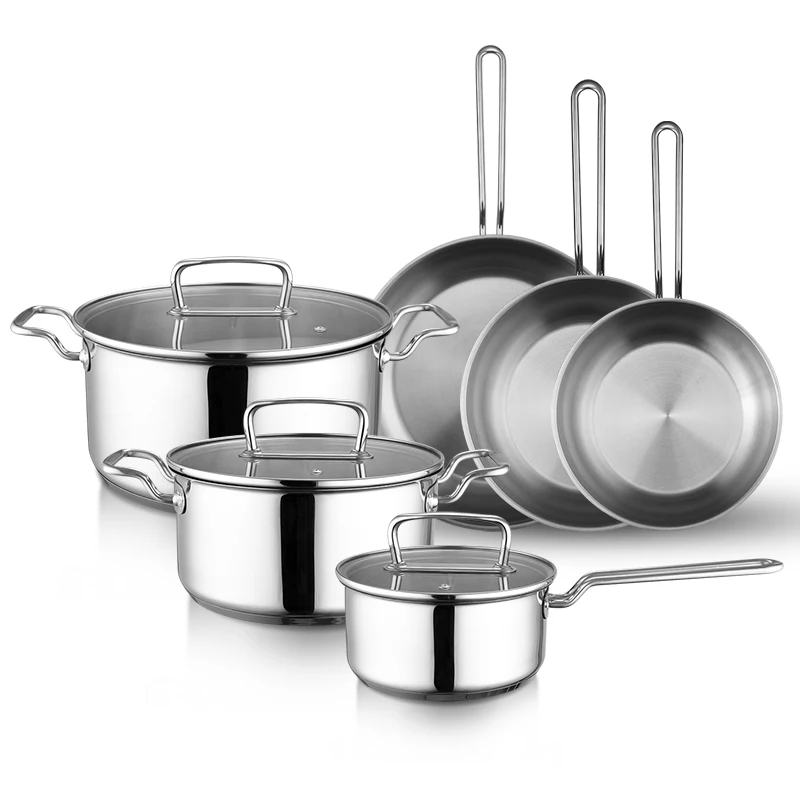 Kitchen Pots Stainless Steel 304 Panelas Inox Da Tramotinas Stainless Steel Cookware With SS Wire Handle