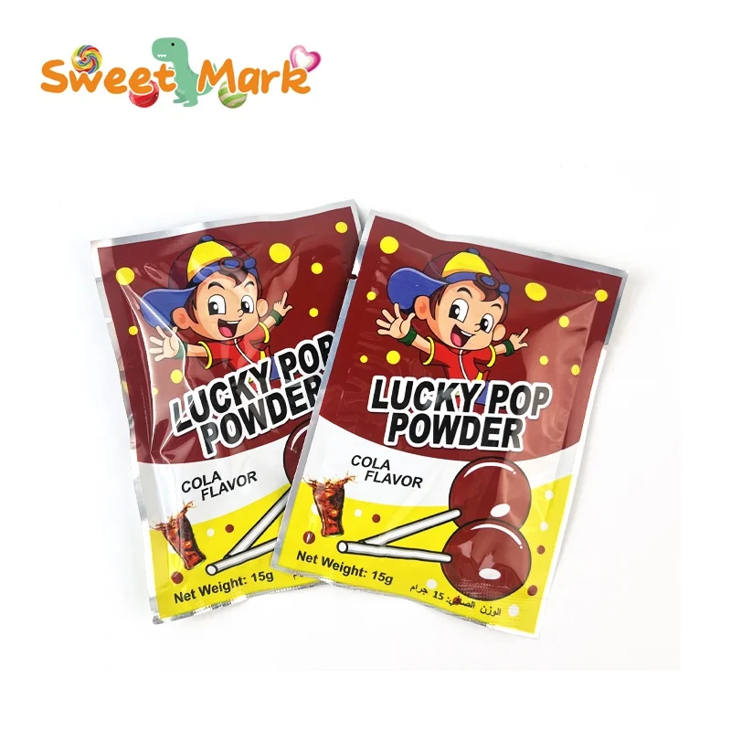 OEM lollipop candy halal colar flavor candy stick with super sour powder