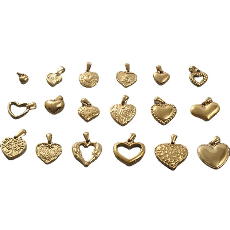SSeeSY heart necklace pendant luxury bulk 18k gold plated stainless steel fashion jewelry charms for jewelry making