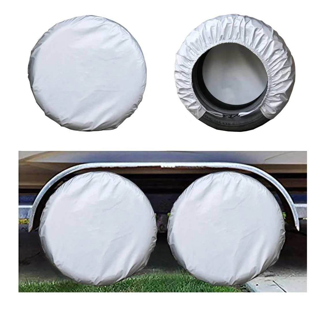 Rv Tire Covers Set of 4 Travel Trailer Camper Truck SUV Motorhome Sun Rain Snow Protector Waterproof Wheel Cover, Fit 33-35 Inch