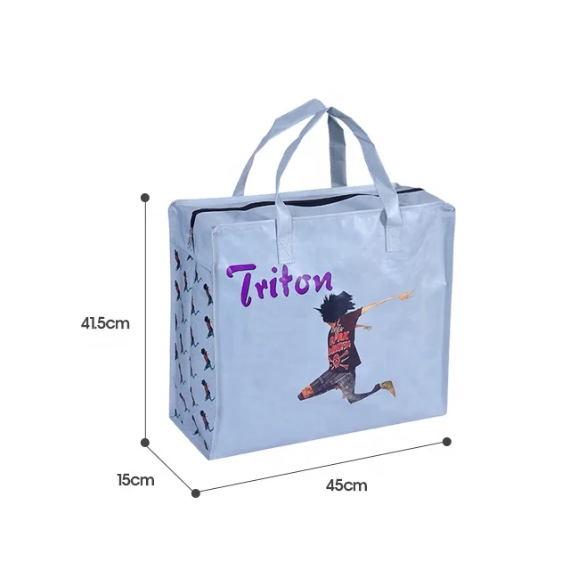 OEM/ODM Shopping Tote Extra Large Bolsa Plegable Reutilizable Laminated PP Woven Bag With Zipper
