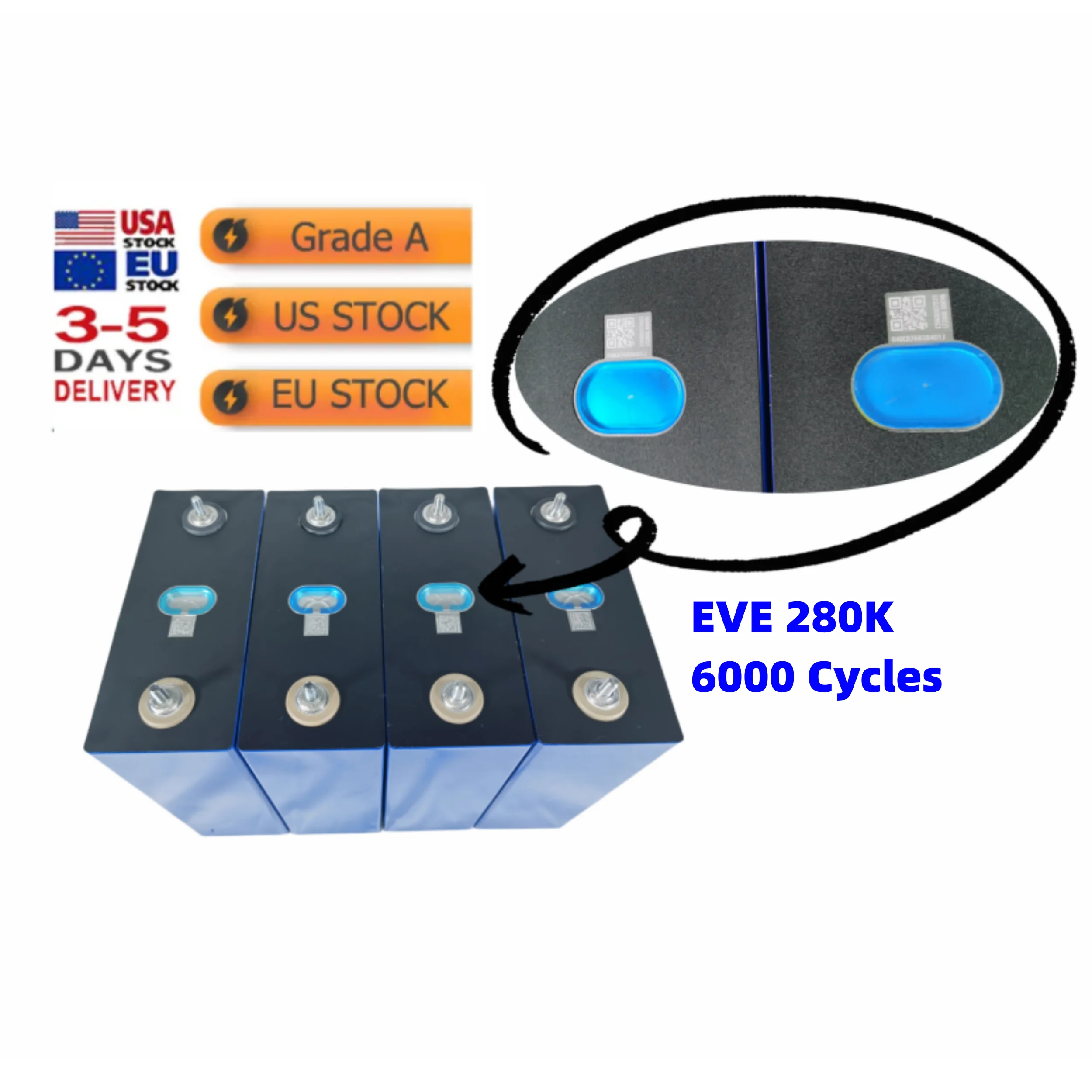 DDP Price Europe Warehouse EVE CATL battery lifepo4 280ah 302ah 304ah 320ah 3.2v lifepo4 battery cell for solar energy system