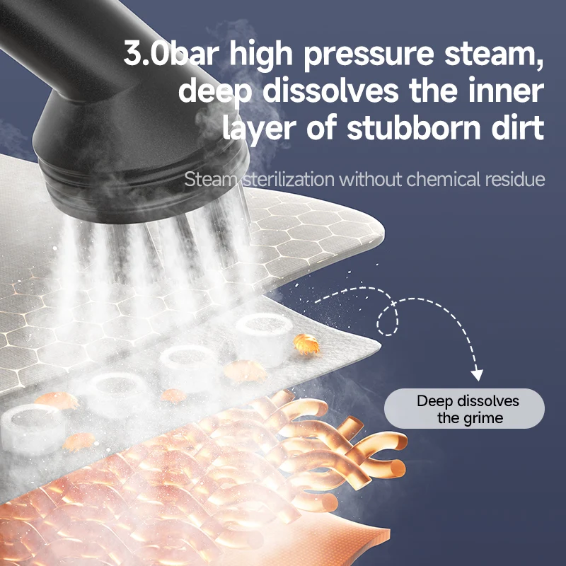 2024 Flash Sale 1350W Portable Electric Steam Cleaner Handheld Pressurized Steamer Rolling Cleaning Machine Floor Accessory Car