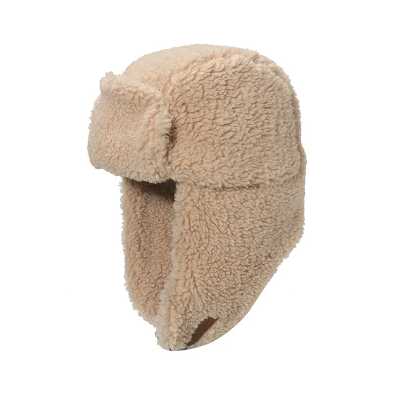 HZM-23308 Factory Custom Lamb Wool Cute Plush Sweet Winter Ear Protection Earflap Hat