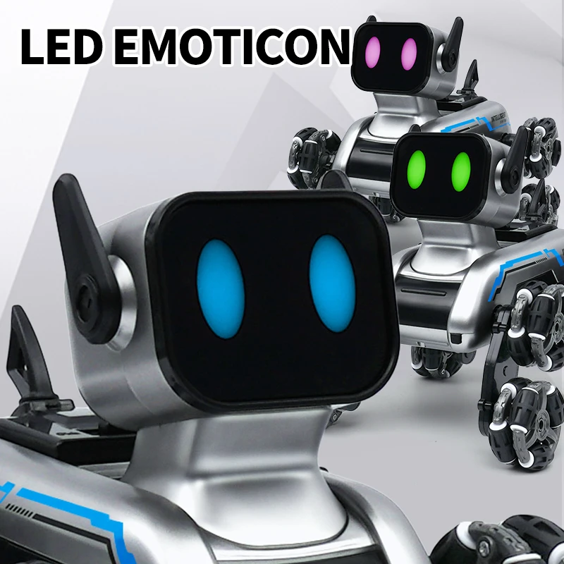 Christmas gift Eight wheel RC Stunt dog Robot Dog toy Remote control LED Emoticon Built-in Music Electronic Pet Dog for boy