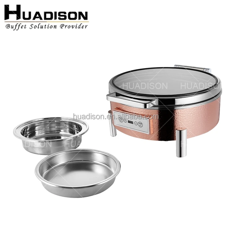 Huadison arabic hotel buffet chafing dish electric heater rose gold chafing dish buffet set luxury