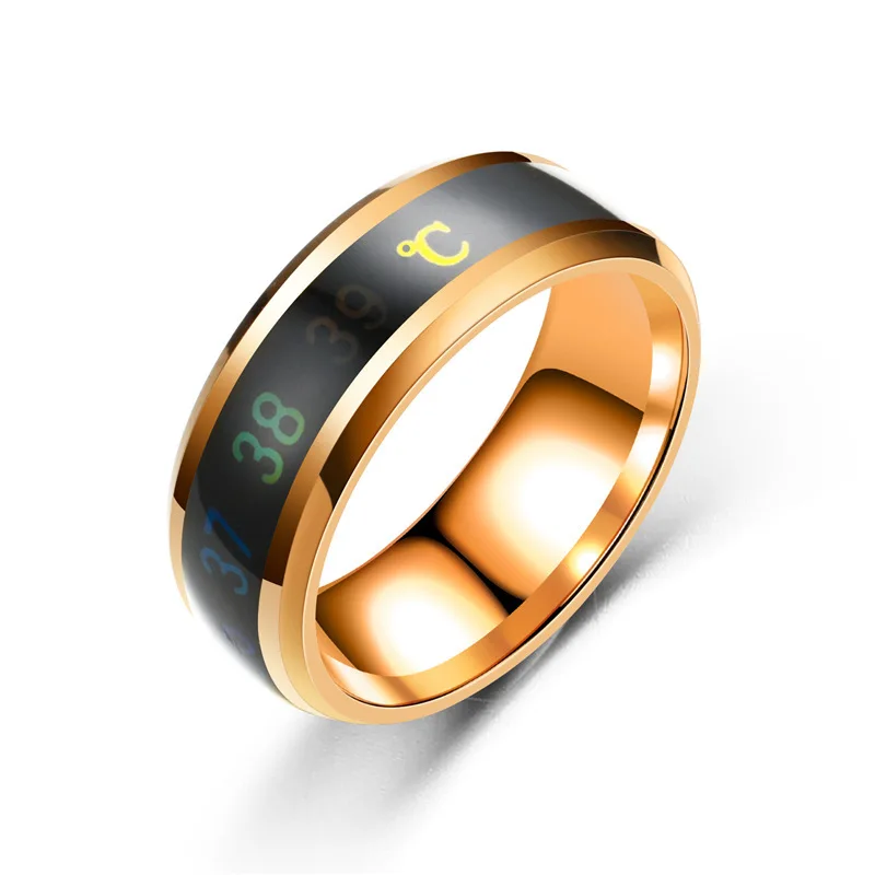 Stainless Steel Temperature sensing King Queen Ring For Men Women Couple Jewelry R023